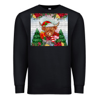 Black christmas cow Premium Sweatshirt - MaliasSmallBusiness