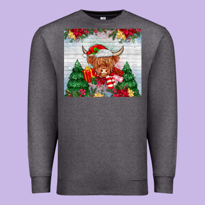 Christmas Cow Premium Sweatshirt Designed By Maliassmallbusiness