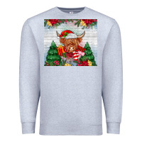 Heather Grey christmas cow Premium Sweatshirt - MaliasSmallBusiness