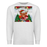 Oatmeal Heather christmas cow Premium Sweatshirt - MaliasSmallBusiness