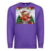Purple christmas cow Premium Sweatshirt - MaliasSmallBusiness