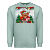 Seafoam christmas cow Premium Sweatshirt - MaliasSmallBusiness