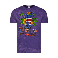 Cloud Purple all american girl cowboy boot with sunflower Vintage Tee - HRA Design Shop