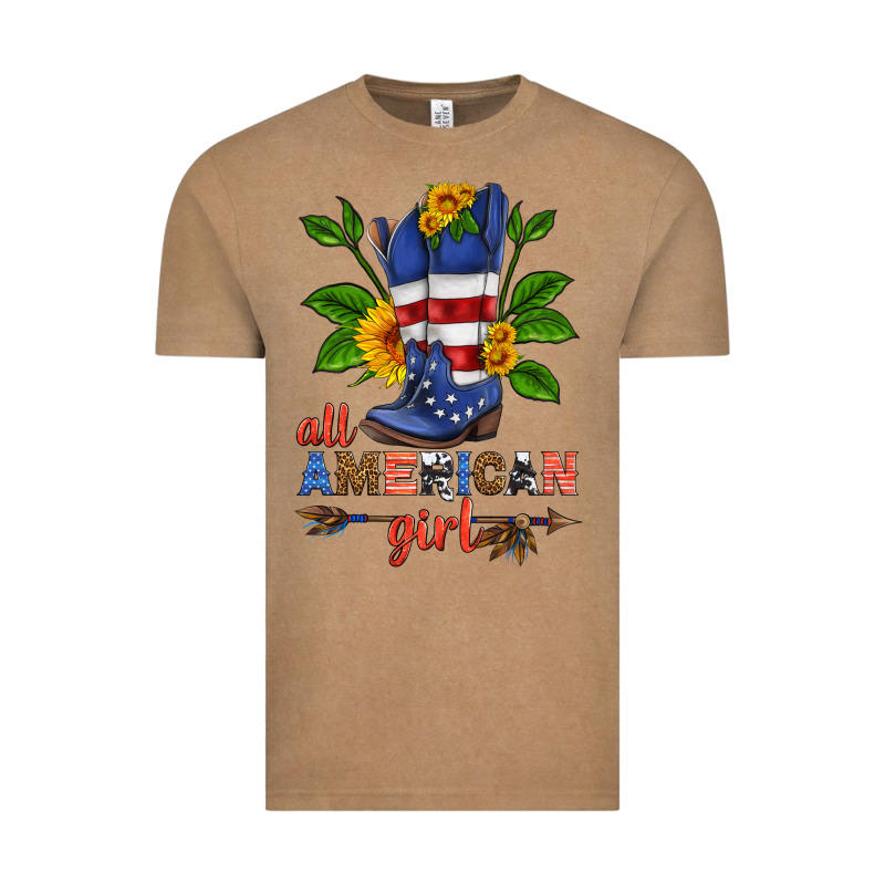 All American Girl Cowboy Boot With Sunflower Vintage Tee by HRA Design Shop | Teevron