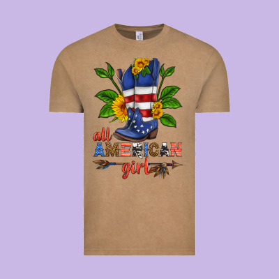 All American Girl Cowboy Boot With Sunflower Vintage Tee Designed By Hra Design Shop