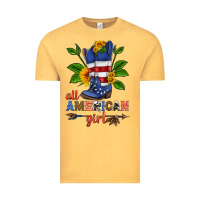 Vintage Mustard all american girl cowboy boot with sunflower Vintage Tee - HRA Design Shop
