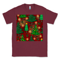 Burgundy christmas trees seamless pattern Classic Tee - BundleAndBundleShop
