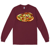 Burgundy big pizza Long Sleeve Tee - AdoDesignShop