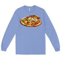 Colony Blue big pizza Long Sleeve Tee - AdoDesignShop