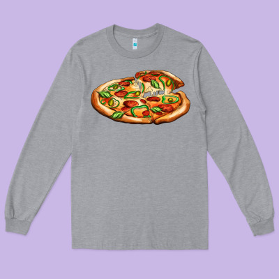 Big Pizza Long Sleeve Tee Designed By Adodesignshop