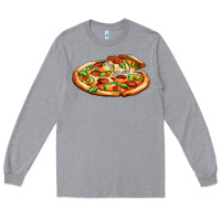 Heather Grey big pizza Long Sleeve Tee - AdoDesignShop
