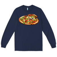 Navy big pizza Long Sleeve Tee - AdoDesignShop