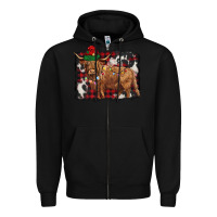 Black christmas highland cow Zipper Hoodie - BarkalooDesign