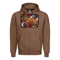 Chestnut christmas highland cow Zipper Hoodie - BarkalooDesign