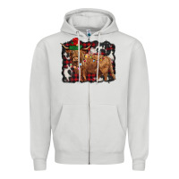 Dove Grey christmas highland cow Zipper Hoodie - BarkalooDesign