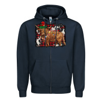 Navy christmas highland cow Zipper Hoodie - BarkalooDesign