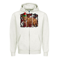 Christmas Highland Cow Zipper Hoodie | Teevron