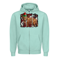 Seafoam christmas highland cow Zipper Hoodie - BarkalooDesign