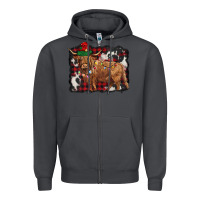 Smoke christmas highland cow Zipper Hoodie - BarkalooDesign