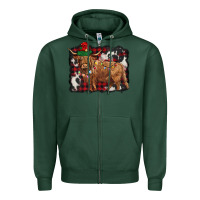 Sports Green christmas highland cow Zipper Hoodie - BarkalooDesign