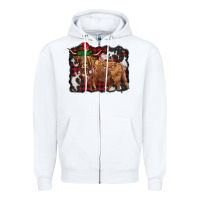 White christmas highland cow Zipper Hoodie - BarkalooDesign