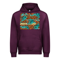 Mauve Wine Leopard and Aztec Background Western Urban Hoodie - texasbilliewilder