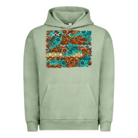 Pigment Oil Green Leopard and Aztec Background Western Urban Hoodie - texasbilliewilder