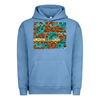 Pigment Pebble Blue Leopard and Aztec Background Western Urban Hoodie - texasbilliewilder