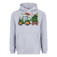 Heather Grey christmas tractor Heavyweight Hoodie - MaliasSmallBusiness