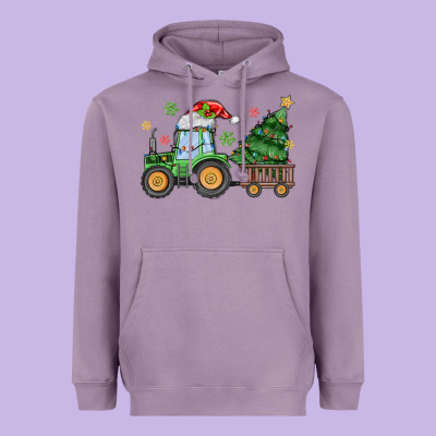 Christmas Tractor Heavyweight Hoodie Designed By Maliassmallbusiness