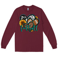 Burgundy football hearts Long Sleeve Tee - Jasminsmagicworld