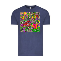 Vintage Denim mardi gras crawfish leopard  seamless pattern Vintage Tee - FaDigitalArtStudio