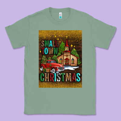Small Town Christmas Church Classic Tee Designed By Adodesignshop