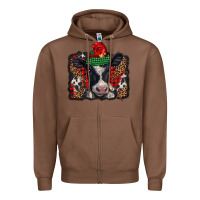 Chestnut christmas black and white baby cow Zipper Hoodie - BarkalooDesign
