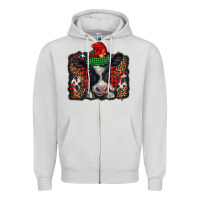 Dove Grey christmas black and white baby cow Zipper Hoodie - BarkalooDesign