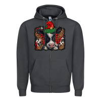 Smoke christmas black and white baby cow Zipper Hoodie - BarkalooDesign