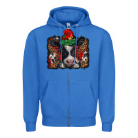 True Royal christmas black and white baby cow Zipper Hoodie - BarkalooDesign