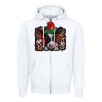 White christmas black and white baby cow Zipper Hoodie - BarkalooDesign