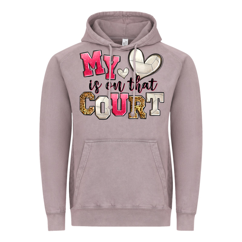 My Heart Is On That Court Volleyball Vintage Hoodie by Zillion Design Studio | Teevron