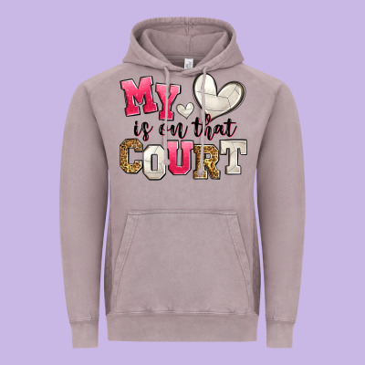 My Heart Is On That Court Volleyball Vintage Hoodie Designed By Zillion Design Studio