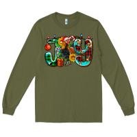 Army Green joy with roaster Long Sleeve Tee - AdoDesignShop