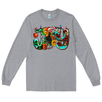 Heather Grey joy with roaster Long Sleeve Tee - AdoDesignShop