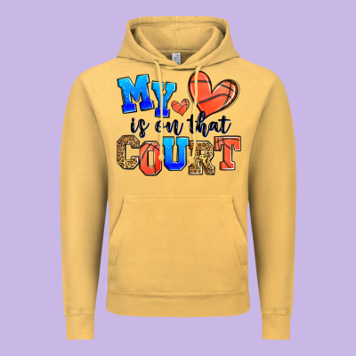 My Heart Is On That Court Basketball Vintage Hoodie Designed By Zillion Design Studio