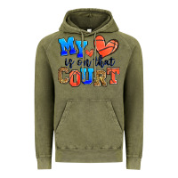 Vintage Olive my heart is on that court basketball Vintage Hoodie - Zillion Design Studio