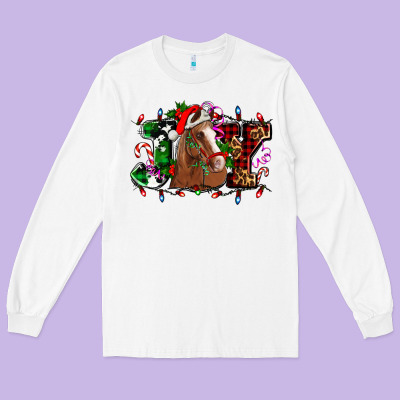 Joy And Horse Christmas Long Sleeve Tee Designed By Adodesignshop