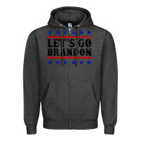 Charcoal Heather Let's Go Brandon American Flag Zipper Hoodie - Jasminsmagicworld