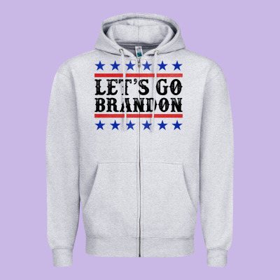Let's Go Brandon American Flag Zipper Hoodie Designed By Jasminsmagicworld