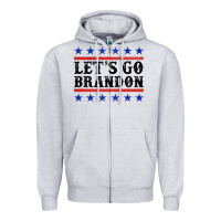 Heather Grey Let's Go Brandon American Flag Zipper Hoodie - Jasminsmagicworld