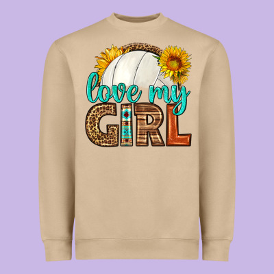 Love My Girl Volleyball Heavyweight Sweatshirt Designed By Hra Design Shop