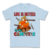 Dusty Blue life is better by the campfire with marshmallows Classic Tee - AdoDesignShop